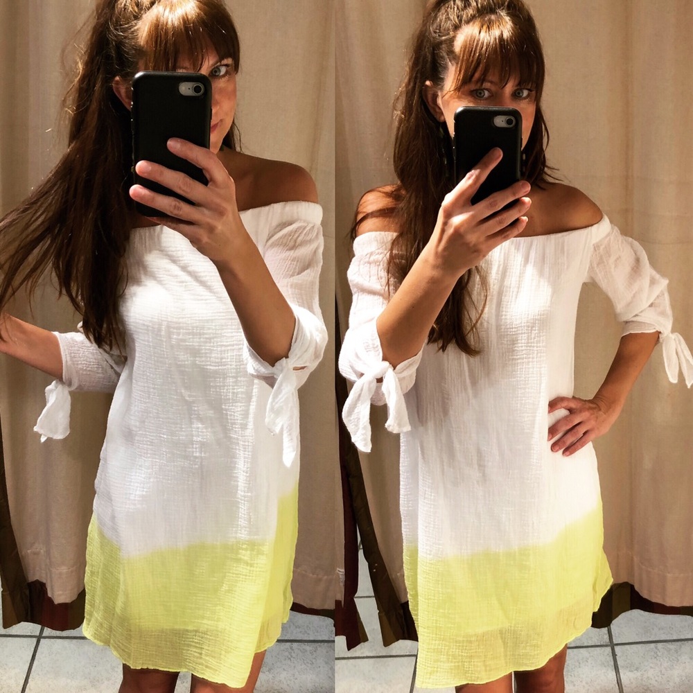 Off the shoulder lemon ombré dress 🍋